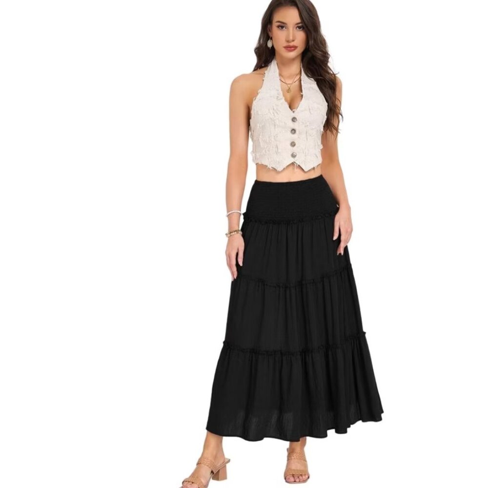 Universal Thread Green Women's Tiered Maxi Skirt XS NEW